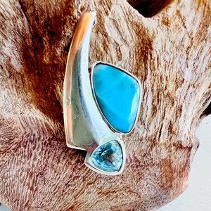 Marahlago Larimar Stone Sterling Silver Pendant & Chain